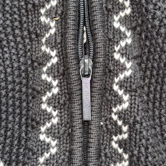 Liz Claiborne Black Cotton Zip Front Hooded Cardigan Sweater Pom Pom Drawstring - Picture 5 of 6